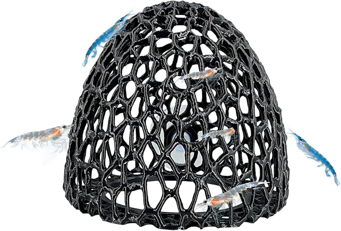 Cave with Suction Cup, Aquarium Betta Fish Hideout Habitat Decor, Stable Resting Hiding Place for Cherry Shrimp, Dwarf Shrimp, Guppy and Small Fish (Black)
