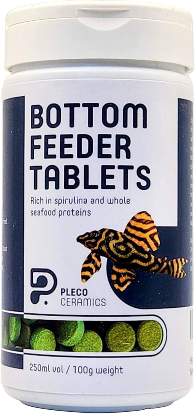 Plecoceramics Protein Wafers Universal Fish Food for Aquarium Fish - Turtle, Goldfish, Catfish - Algae Wafers for Bottom Feeders - Protein Pellets (3.53 oz / 100 gr)
