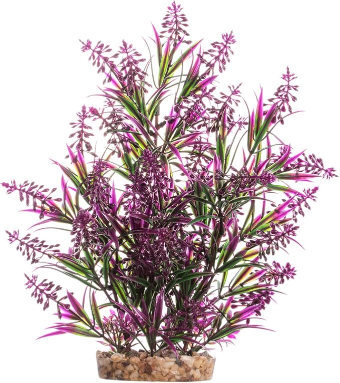 CNZ Aquarium Decor Fish Tank Decoration Ornament Artificial Plastic Plant Green/Purple, 11.8-inch