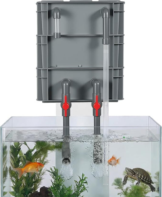 3-Stage Aquarium Filter Box for 20-75 Gallon Tanks, External Drip Trickle System for Fish & Turtles, Professional Grade Biological & Mechanical Filtration, Ultra-Quiet with Adjustable Flow