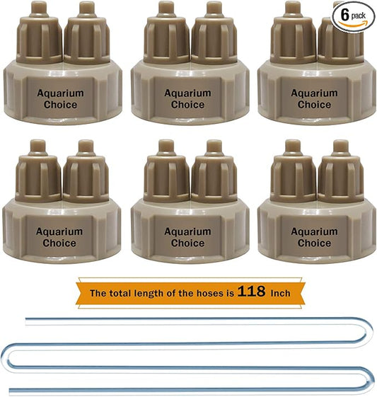 Aquarium Choice 6 Pieces CO2 DIY Reactor Bottle Cap Fish Tank DIY Quick Twist co2 Bottle Cap with 118 INCH Long Hoses
