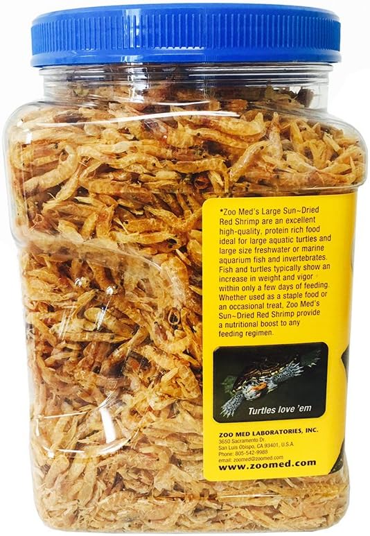 Zoo Med Large Sun-Dried Red Shrimp Aquatic Turtle Food 10 oz.