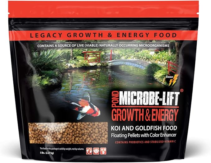 MICROBE-LIFT High Growth and Energy Floating Fish Food Pellets for Ponds, Water Gardens, and Fountains, Safe for Live Goldfish and Koi, 5.25 lbs