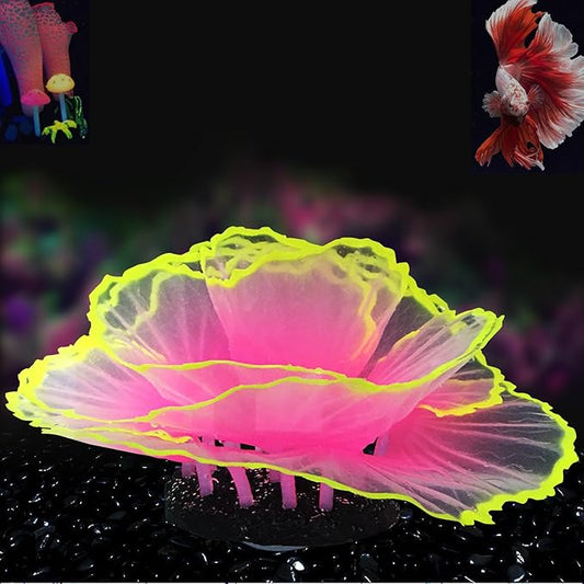 Besimple Aquarium Coral Ornament Glowing Effect Coral Decor Resin Fish Tank Plants Decoration for Aquarium Tank Landscape(Pink)