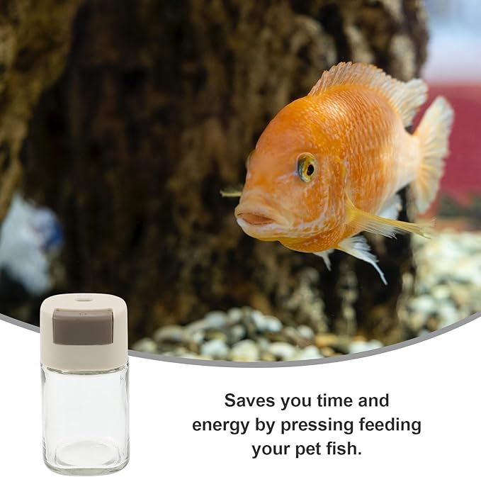 HOMSFOU Aquarium Fish Feeding Bottle Fish Feeder Glass Food Dispenser with Moisture-Proof Storage Betta Turtle Feeding