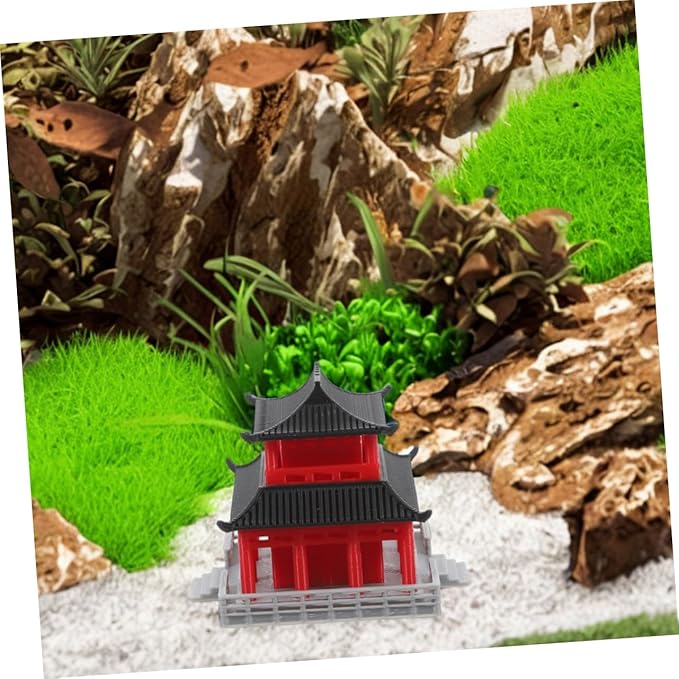 POPETPOP Miniature Chinese Pavilion Model for Aquarium and Landscape Decoration Unique Ancient Architecture Design Delicate Craftsmanship for Bonsai and Sand Table Layouts