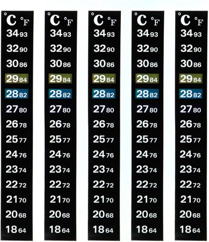 Aquarium Thermometer Strips Adhesive Sticker 64-93 Fish Tank Wine Jar 18C-34C Color-Changing Analog Display