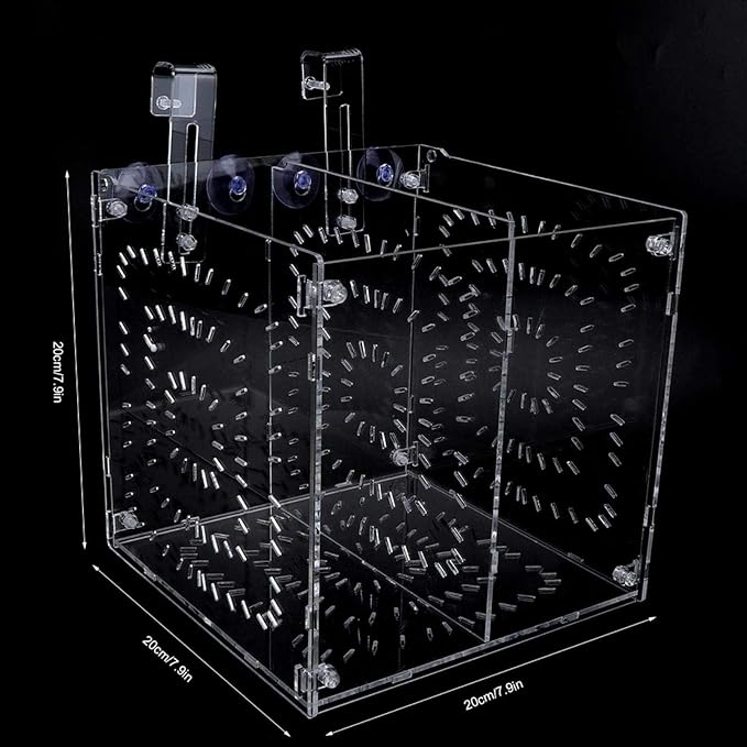Zerodis Fish Isolation Breeding Box Acrylic Incubator Floating Aquarium Hatchery Breeding and Parenting Box for Fish Aquarium(20MC *20CM*20CM)