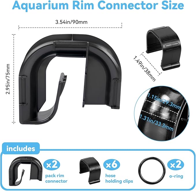 2 Pack Rim Connector Replacement for Fluval Fx4/Fx5/Fx6 Parts, High Performance Canister Filter Accessories, Hose Fitting Rim Connector and Clips Bracket Adapter Parts for Aquarium Fish Tank Filters