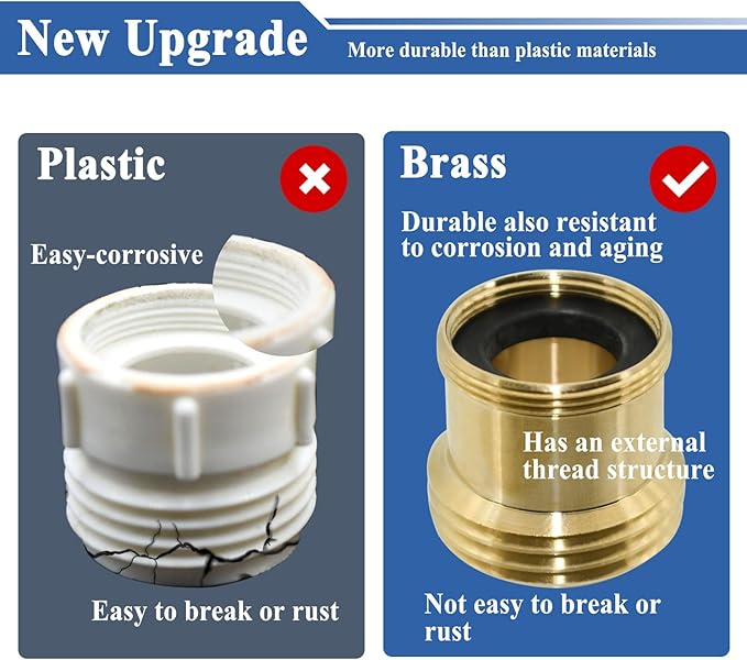 2Pcs Brass Faucet Adapter, Pipe Connection Joint, No Spill Clean and Fill System Connector