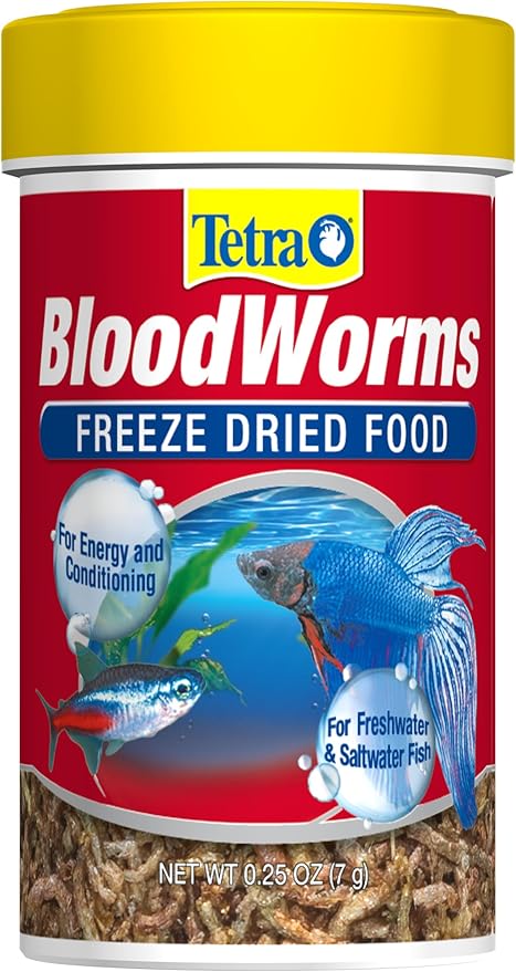 Tetra BloodWorms 0.25 Oz, Freeze-Dried Food for Freshwater and Saltwater Fish, Seafood (Pack of 1)