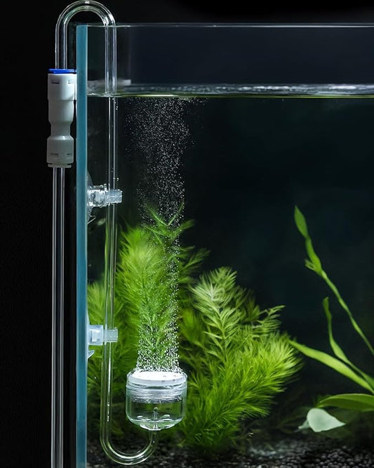 Pawfly Aquarium Acrylic CO2 Diffuser, Fish Tank Atomizer with Improved Ceramic Disc, Aquarium CO2 Diffuser with Built-in Check Valve and Suction Cups for Aquarium Plants