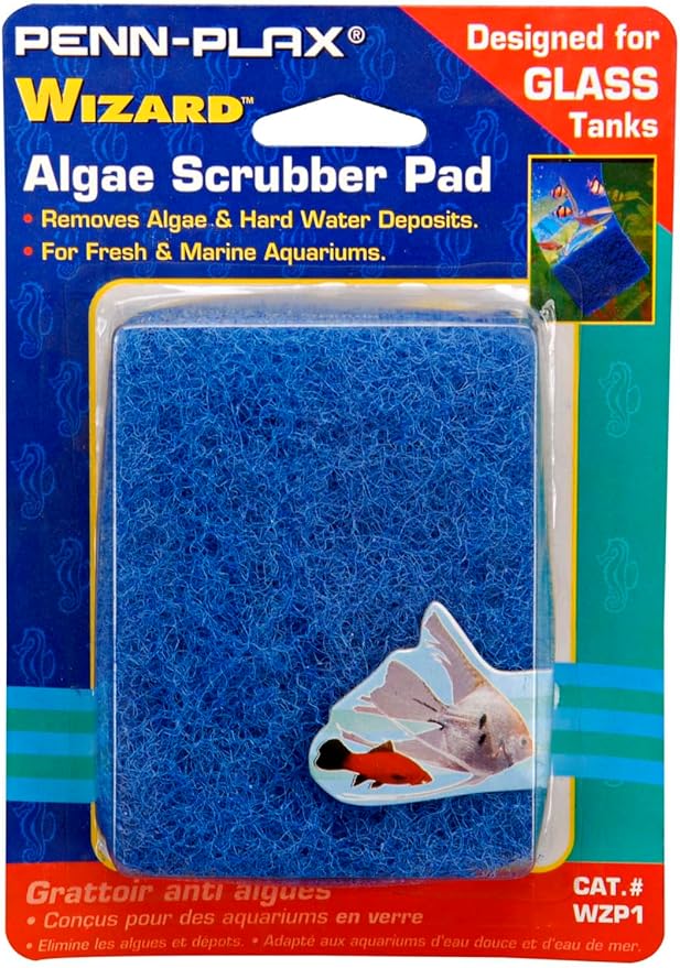 Penn-Plax WZP1 Wizard Grime Scrubber Pad – for Glass Tanks – 3” x 4”