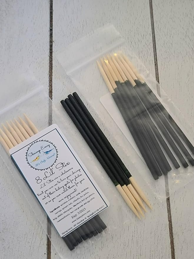 Shrimp Stix by ShrimpEnvy - Aquarium Lollies Food for Fish Snail Crab Invertebrates (10 Pieces, Lil' Stix (10pcs x 4 inches))