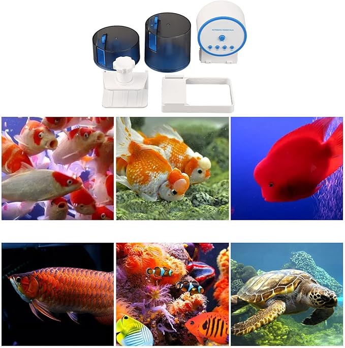 TITA-DONG Automatic Fish Feeder, Fish Tank Food Dispenser, Battery Powered, Adjustable Timing, Moisture Proof, Perfect for Vacation or Busy Work