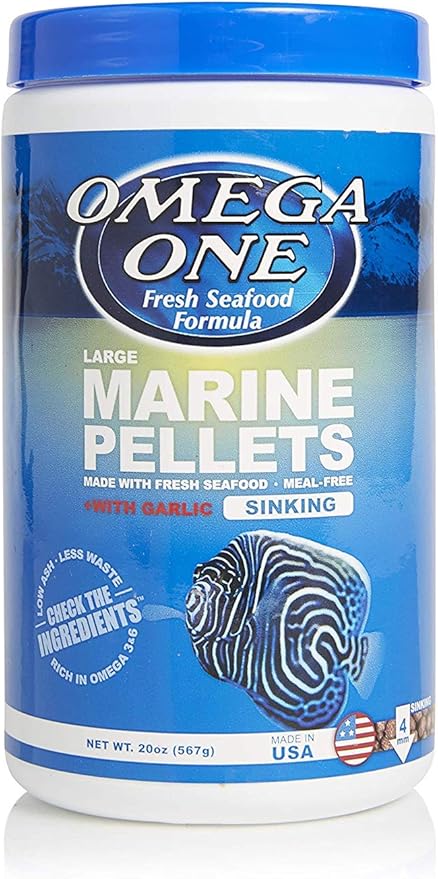 Omega One Garlic Marine Pellets, Sinking, 4mm Large Pellets, 20 oz