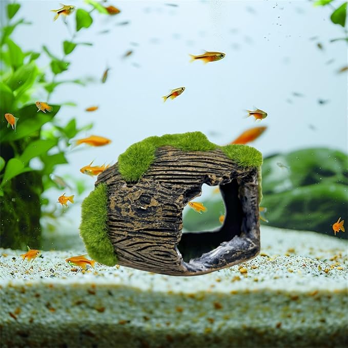 Aquarium Broken Barrel Fish Hide Caves, Cute Cichlids Guppy Small Fish Betta Shrimp Hide Caves Shelter, Fish Tank Shipwreck Themed Hide Hut Hideouts for Small Medium Fish Tank Breed Spawn