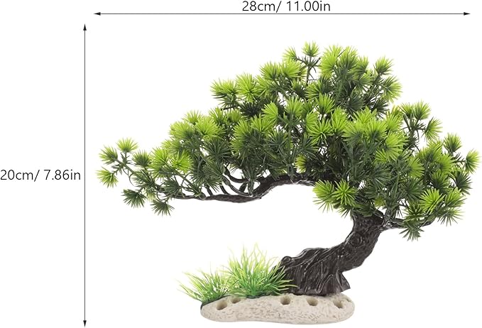 Housoutil Aquarium Artificial Plastic Plants Decoration - Bonsai Tree Plant Fish Tank Decorations Artificial Aquarium Plants Tree - Fish Tank Hides Complete Tree