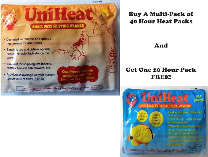 Uniheat Shipping Warmers 40 Hour - 4 Pack + Bonus! One Free 20 Hour Heat Pack!