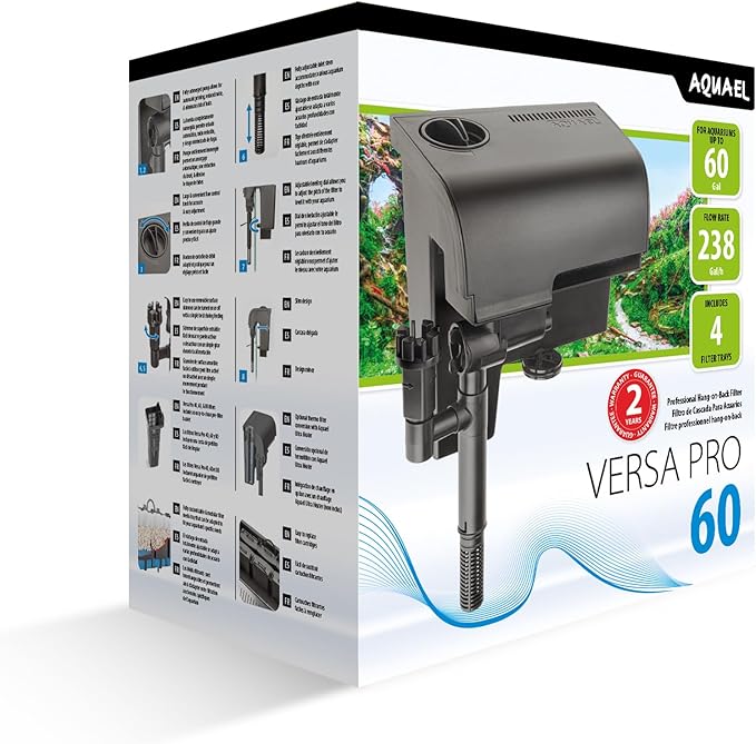 Aquael Versa Pro 60 Power Filter - Hang On Back Filter for Aquariums