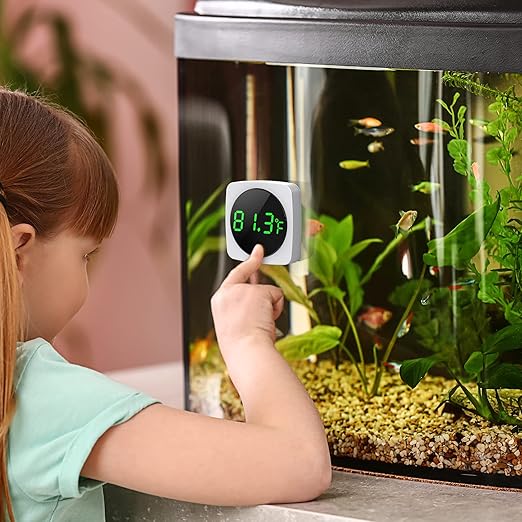 PAIZOO Aquarium Thermometer, LED Digital Fish Tank Thermometer High Accurate to ±0.9℉, Aquarium Fish Tank Accessories for Betta, Goldfish, Axolotl, or Aquatic Pet, White