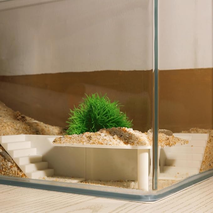 Aquarium Undergravel Fish Tunnel Hide Cave Corner Fishes Tank Decorations Under Gravel Viewing Tunnel Fish Cave for Aquarium Hideout (White,Style 3)