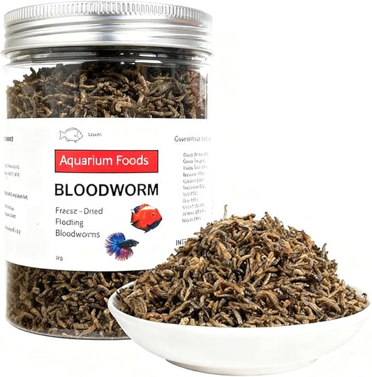 YZHZOM Freeze Dried Blood Worms, Bloodworms for All Tropical Fish Bettas Goldfish Discus Guppy Cichlids Tadpole (2oz)