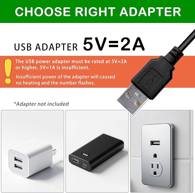 Shatter-Resistant Aquarium Heater, USB 10W Adjustable Mini Fish Tank Heater with External Temperature Controller, Overheating Protection, Used for 0.5-1 Gallon Tank (Alumina Ceramic)