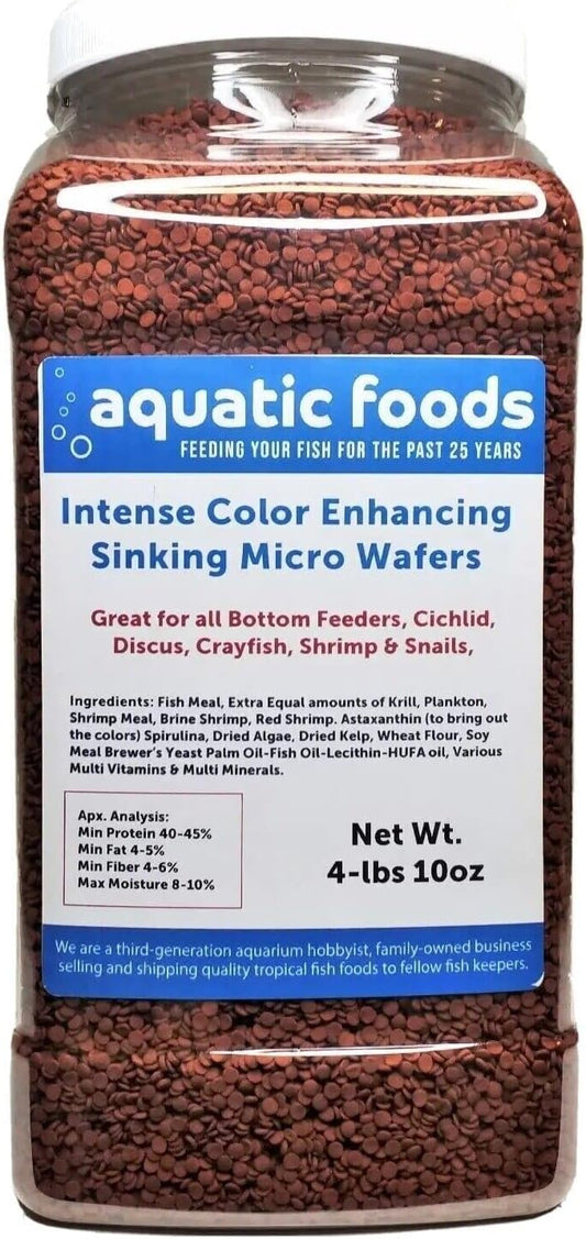 3.5mm - 1/8" Color Enhancing Sinking Micro Wafers for Bottom Fish, Shrimp, Crabs, Crayfish, All Tropical Fish…4-lb & 10oz lg Jar
