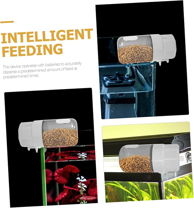 UPKOCH Automatic Fish Tank Feeder Timer and Easy to Clean Feeding Tool for and Small Aquariums Transparent Body for Easy Monitoring Battery Not Included