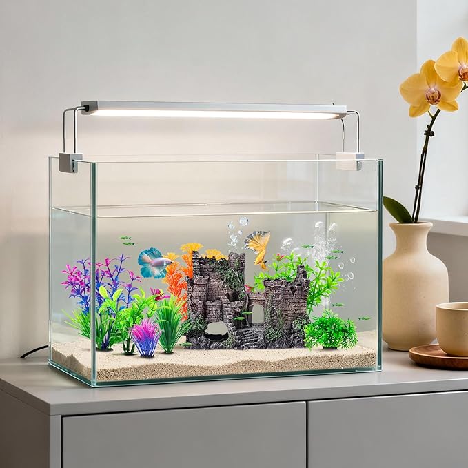 CousDUoBe Aquarium Decor Castle Fish Tank Bubbler Set Aquarium Plants for Aquatic Pets to Breed Play and Rest Fish Decorations for Tank