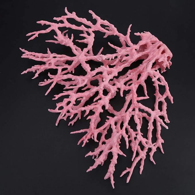 Aquarium Coral Plastic Vivid Artificial Coral Plant Ornament for Aquarium Underwater Fish Tank Pink (Large Size (37.4 X 18.9 X 6.7in))