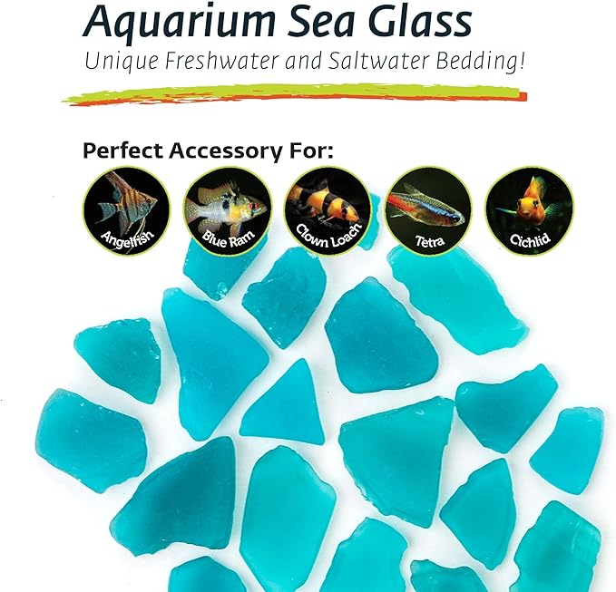 Galapagos (05134 Aquarium Sea Glass, Cold Blue, 4lb Bag