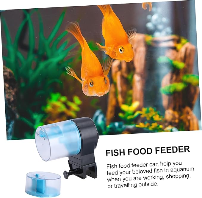 SUPVOX Automatic Fish Feeder for Aquarium Timer Food Dispensing for Flakes Pellets and Crumbles Battery Operated Batteries Not Included