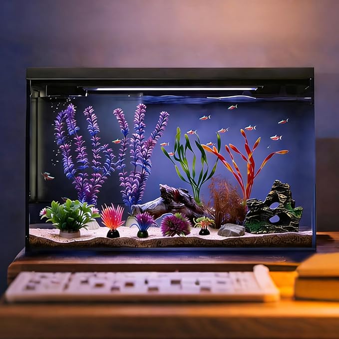 Fish Tank Artificial Plastic Plants Decorations Goldfish Betta Cave Rock Hideout Fish Bowl Ornaments Plants Colorful Vivid Aquarium Small Large Artificial Plants Seaweed Sets Aquarium Decor