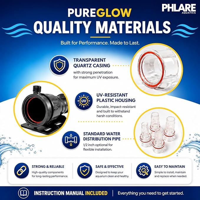 UV Aquarium Filter – 9W External UV Light for Fish Tanks & Ponds | Promotes Crystal Clear Water | Freshwater & Saltwater | Inline UV Clarifier for Aquariums