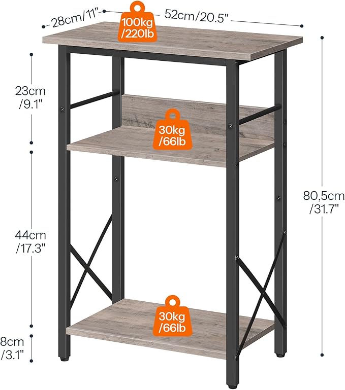 HOOBRO 10 Gallon Aquarium Stand, 3-Tier Fish Tank Stand with Storage, Reptile Turtle Tank Stand with Metal Frame, 20.5" L x 11" W , Greige BG52FT01