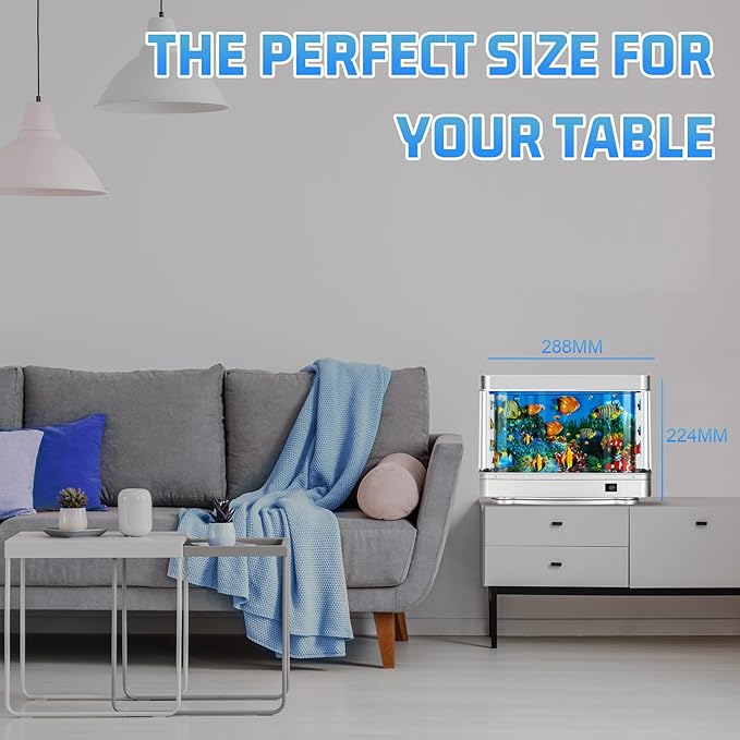 Fake Fish Tank,Artificial Aquarium Decorations,Fake Aquarium Decor,Virtual Ocean Moving Fish lamp for Bedroom Office Décor