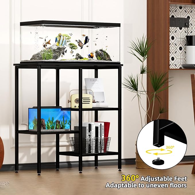 20 Gallon Fish Tank Stand Aquarium Fish Tank Stand, 3 Tier Metal Rack for Living Room/Office/Aquarium 29.1 x 12.3 x 30.1 Inches 330 LBS (Black)