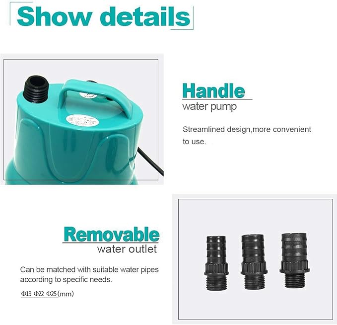 Upettools Submersible Water Pump, Ultra Silence Circulation Multifunctional Water Pump with Handle For Pond, Aquarium, Hydroponics, Fish Tank Fountain with 5.9ft (1.8M) Power Cord (40W)