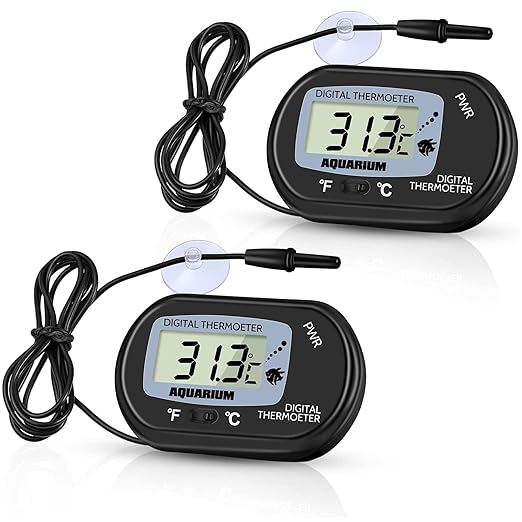 Zacro 2 Pack Digital Aquarium Thermometer, Fish Tank Thermometer, Water Thermometer with Large LCD Display,Reptile Thermometer for Fish Tank Water Terrarium