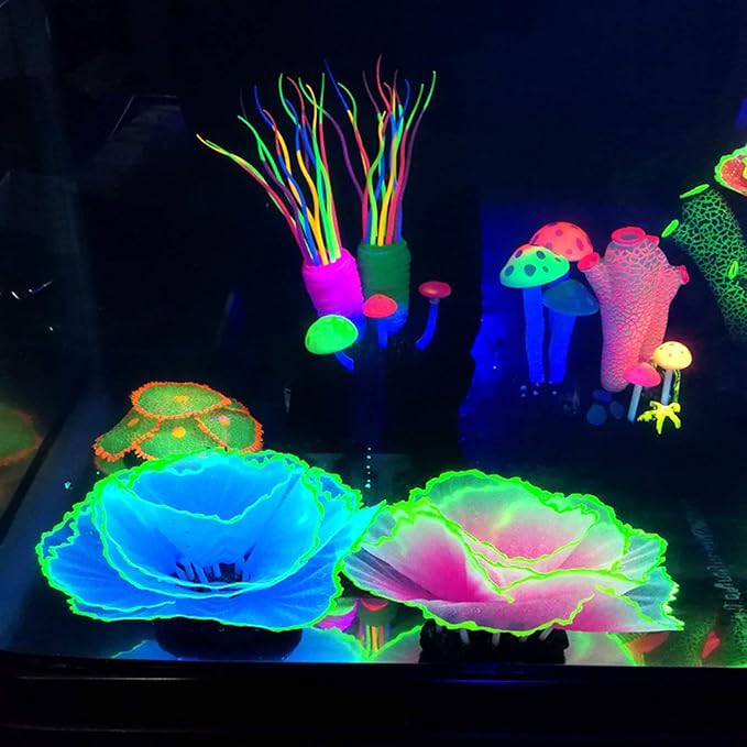 Besimple Aquarium Coral Ornament Glowing Effect Coral Decor Resin Fish Tank Plants Decoration for Aquarium Tank Landscape(Purple)
