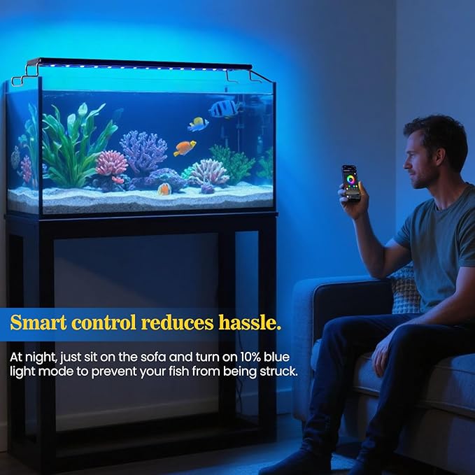 Full Spectrum Aquarium Light：Fish Tank Light with APP & Remote Control for Live Fishes Aquatic Pet Lovers - Timer Fish Tank Lights for 18-24 Inch Freshwater Saltwater Aquarium