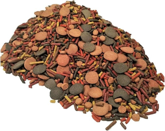 Gourmet Blend of 8-Type Carnivore Blend of Sinking Wafers, 1/8" x 7/16" Sinking Sticks, Sinking Pellets for All Teopical Fish GB-120-1/4-lb