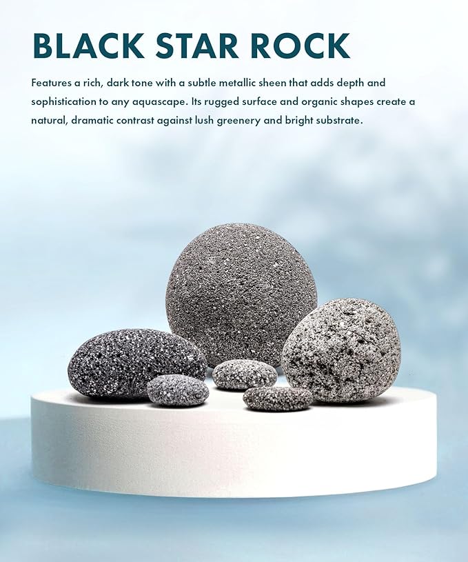 SubstrateSource Natural Aquarium Stones - Porous Charcoal Volcanic Aquascaping Rocks with Small Holes for Betta Fish Tank, Reptile Enclosure, Cichlids, Shrimp, Hermit Crab - Black Star Lava, 20 LB