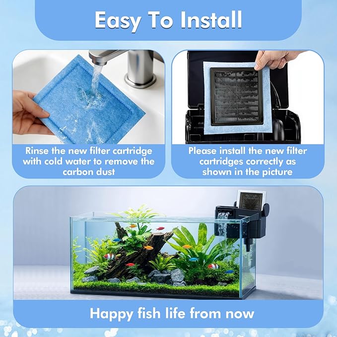 10 Pcs Aquarium Filter Cartridge Compatible with Aqua-Tech 20-40 & 30-60 Power Filters,Fish Tank Filters Replacement for Aqua Tech EZ-Change#3