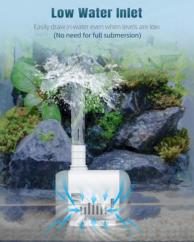 Pawfly Small Fountain Pump, 130 GPH Submersible Water Pump for Fountain, 8 W Mini Water Pump with 2.6 ft. High Lift, Quiet Water Fountain Pump for Aquarium Fish Tank & Waterfall