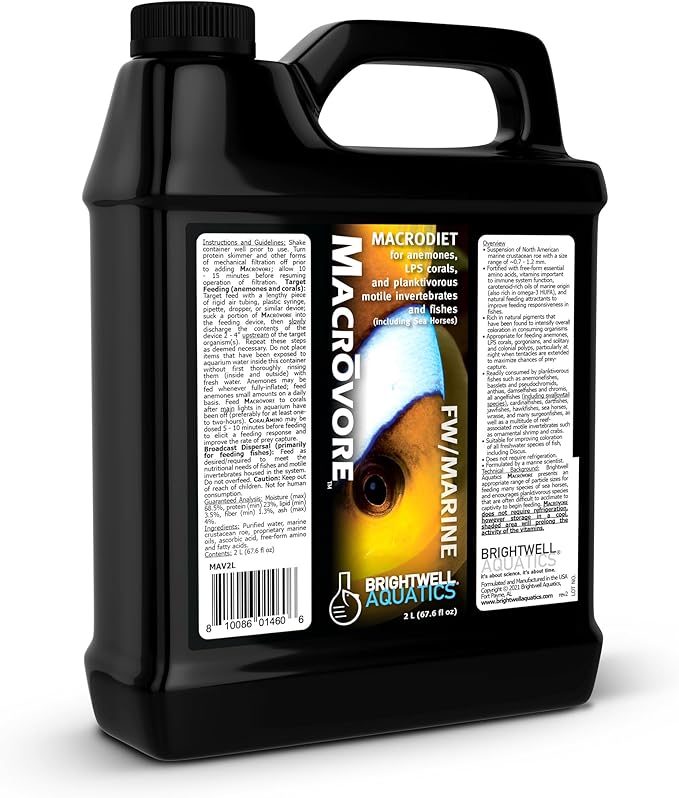 Brightwell Aquatics Macrōvore Marine Crustacean Roe for Corals Anemones Fish Enriched with Amino Acids Omega-3 for Color Health Feeding in Aquariums, 2L