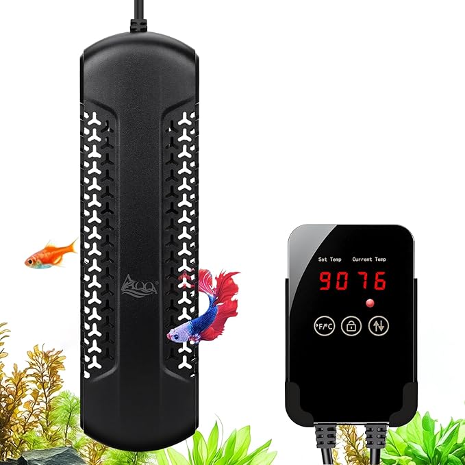 AQQA Large Fish Tank Heater 1000W for 135-258 Gal Tank Submersible Aquarium Heater Quartz Glass with Overheat & Dry-Run Protection Adjustable Temp Range 59-94℉(1000W for 135-258Gal)