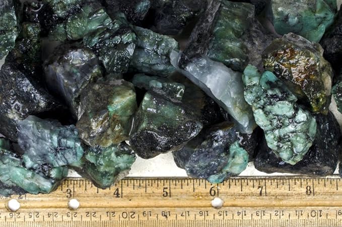 Fantasia Materials: 1 lb of Emerald Rough Stones from Brazil - Grade 1